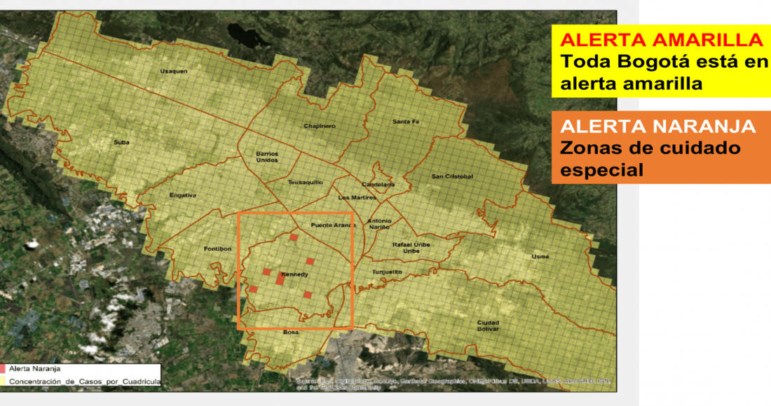 Alerta amarilla en Bogotá y alerta naranja en Kennedy