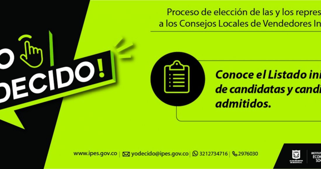 Admitidos inicialmente de candidatas y candidatos a los Consejos Locales de Vendedores Informales