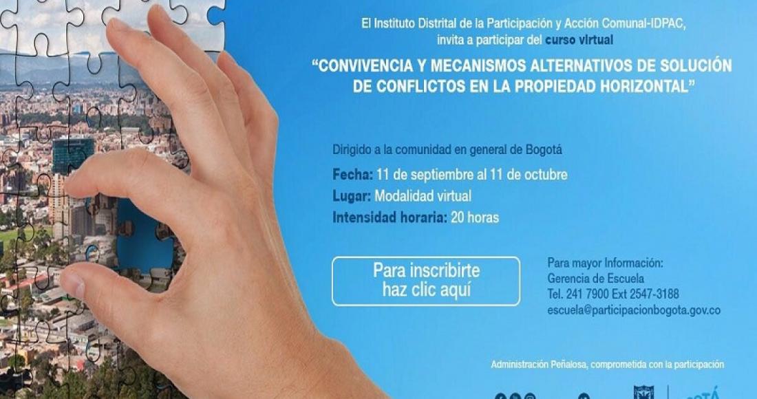 Inscríbete al curso virtual ‘Convivencia y mecanismos alternativos de solución de conflictos en la propiedad horizontal’