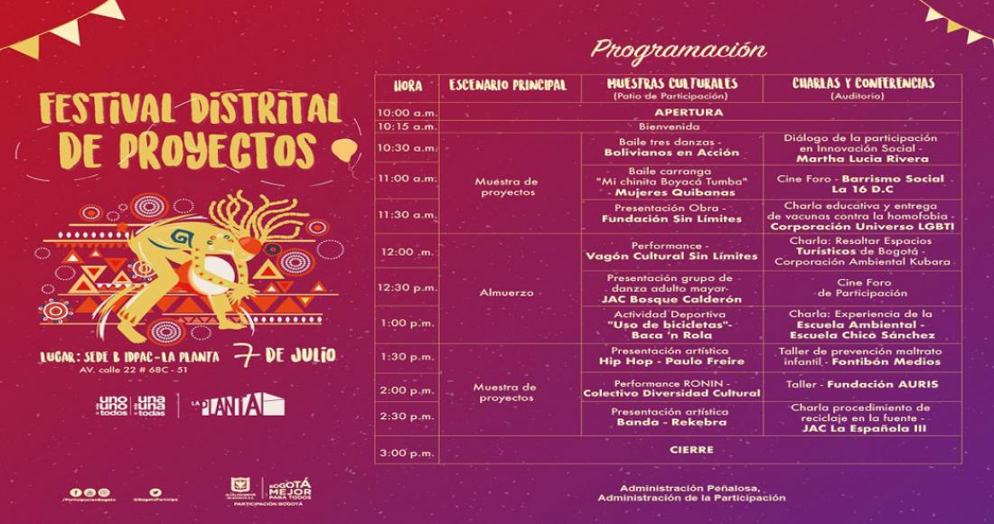 ¡Este sábado! Agéndate con el 'Festival Distrital de Proyectos'