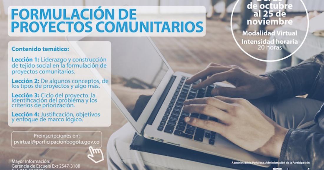 Inscríbase al curso virtual ‘Formulación de proyectos comunitarios’