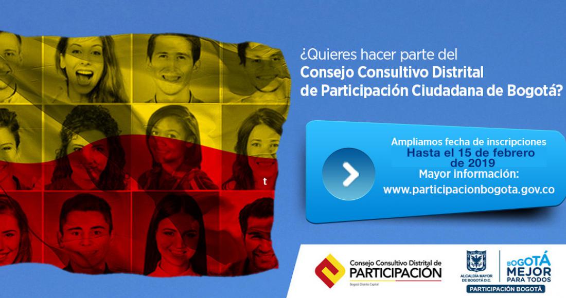 Abiertas inscripciones para el Consejo Consultivo Distrital de Participación Ciudadana de Bogotá