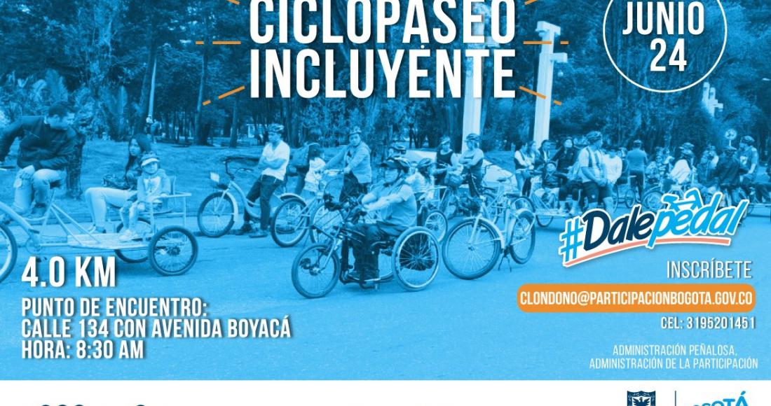 Este domingo 24 de junio, participa del Ciclopaseo Incluyente