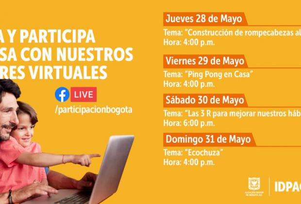 Crea, Juega y Participa en Casa con nuestros talleres virtuales