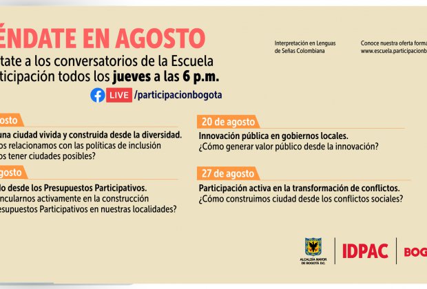 En agosto, agéndate con los Facebook Live de la Escuela de Participación del IDPAC