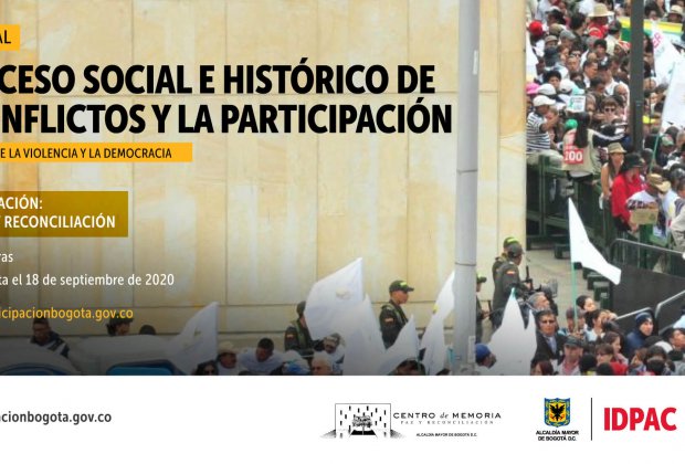 Desde la Escuela de Participación del Instituto Distrital de la Participación y Acción Comunal (IDPAC), invitamos a toda la ciudadanía a inscribirse en el Curso Virtual gratuito: ‘El Proceso Social e Histórico de los Conflictos, la Democracia y la Participación’.