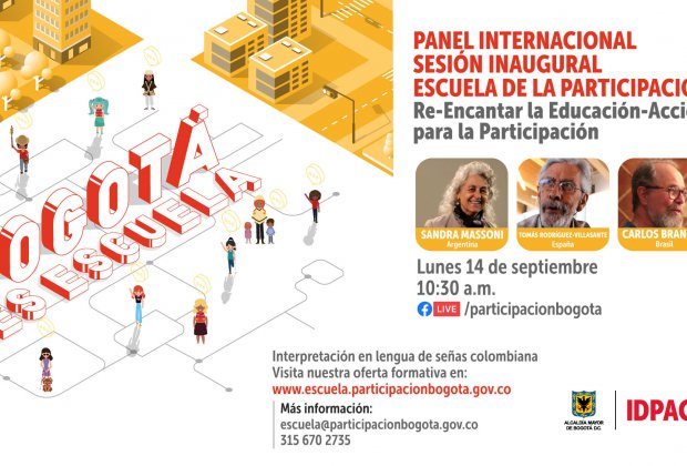 Este lunes 14 de septiembre de 2020,  se desarrollará un Panel con Expertos Internacionales moderado por Alexander Reina, director del Instituto Distrital de la Participación y Acción Comunal (IDPAC)