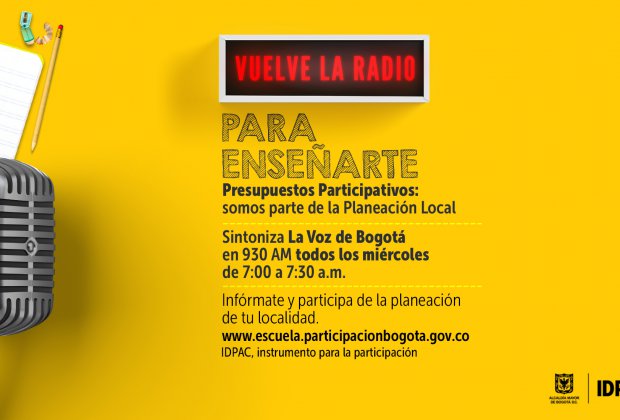 IDPAC lanza serie radial sobre Presupuestos Participativos a través de la emisora Todelar