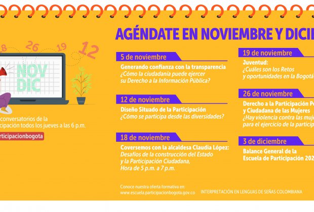 Agéndate en noviembre y diciembre con los Facebook Live de la Escuela de la Participación