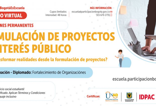 Inscripciones abiertas para el curso ‘Formulación de Proyectos de Interés Público’