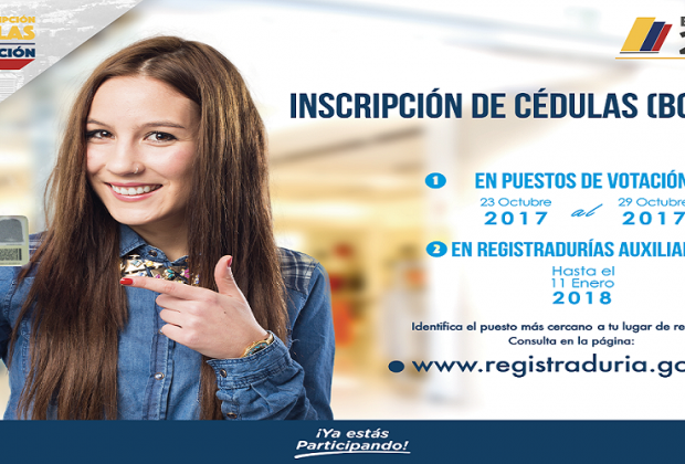 Inscríbase para votar en los comicios del 2018