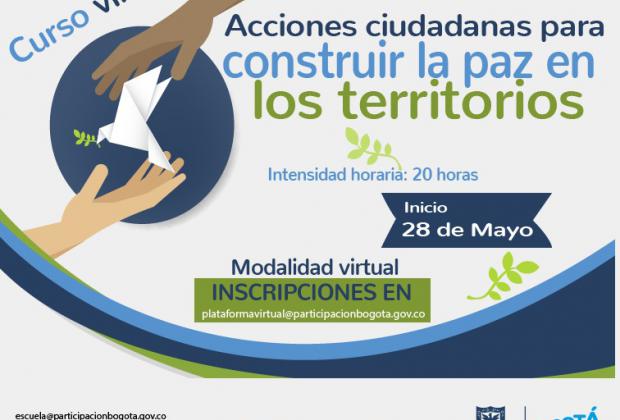 Hasta 26 mayo hay plazo para inscripción al curso virtual 'Acciones Ciudadanas para la Construcción de Paz en los Territorios'