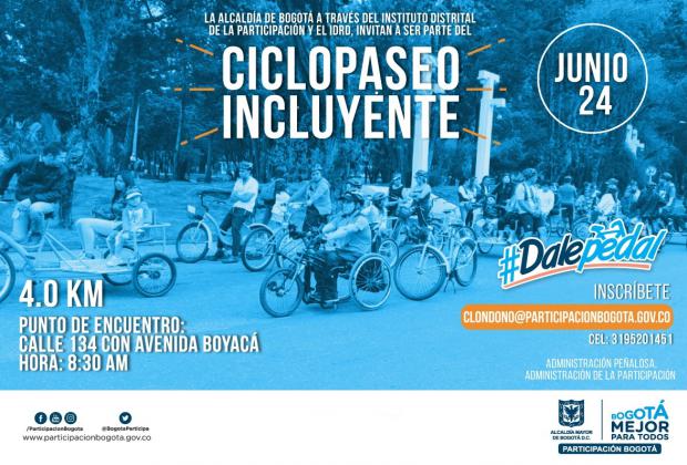 Este domingo 24 de junio, participa del Ciclopaseo Incluyente