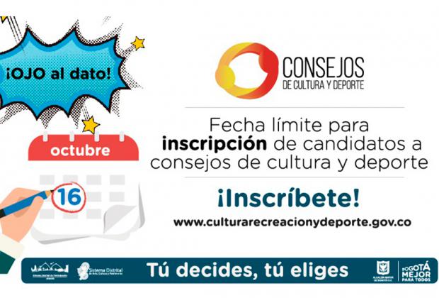 Hasta el 16 de octubre se pueden inscribir candidatos a las elecciones de los Consejos de Cultura y Deporte