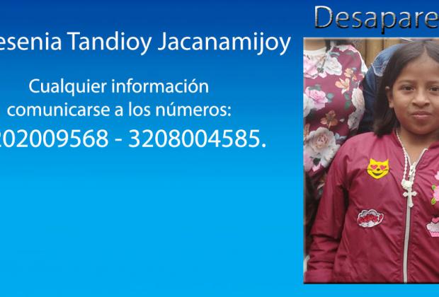 ¡ATENCIÓN! Yesenia Tandioy Jacanamijoy desapareció el jueves 22 de marzo